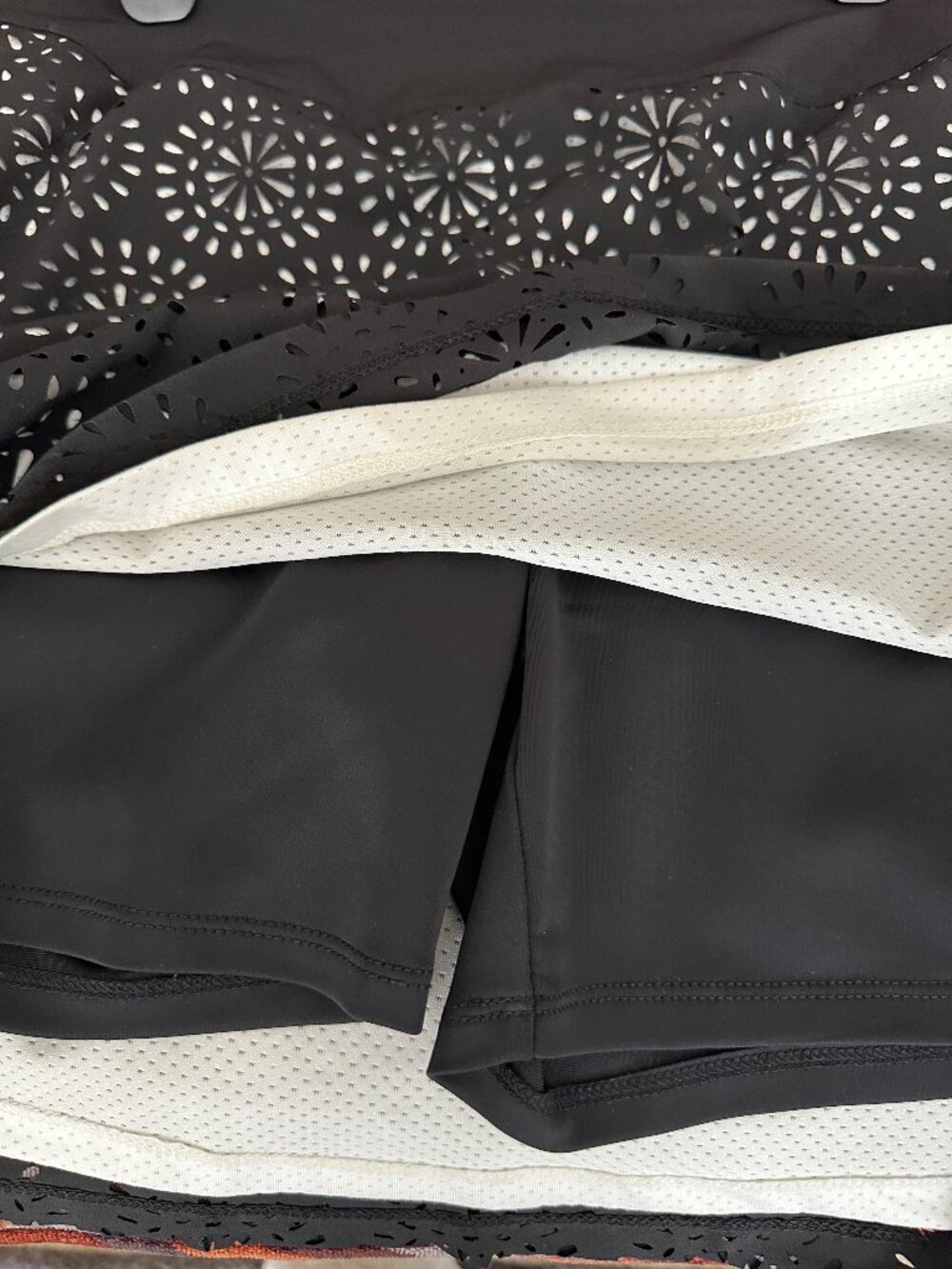 black and white cutout skort